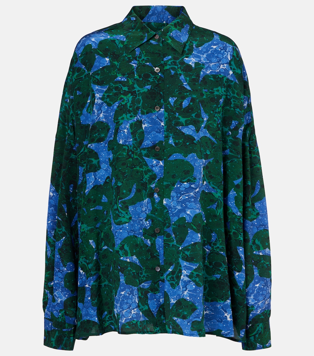 

Шелковая рубашка с принтом Dries Van Noten, Malachite