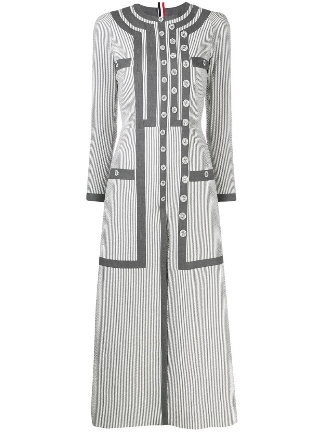 

Длинное платье из сирсакера Thom Browne, серый