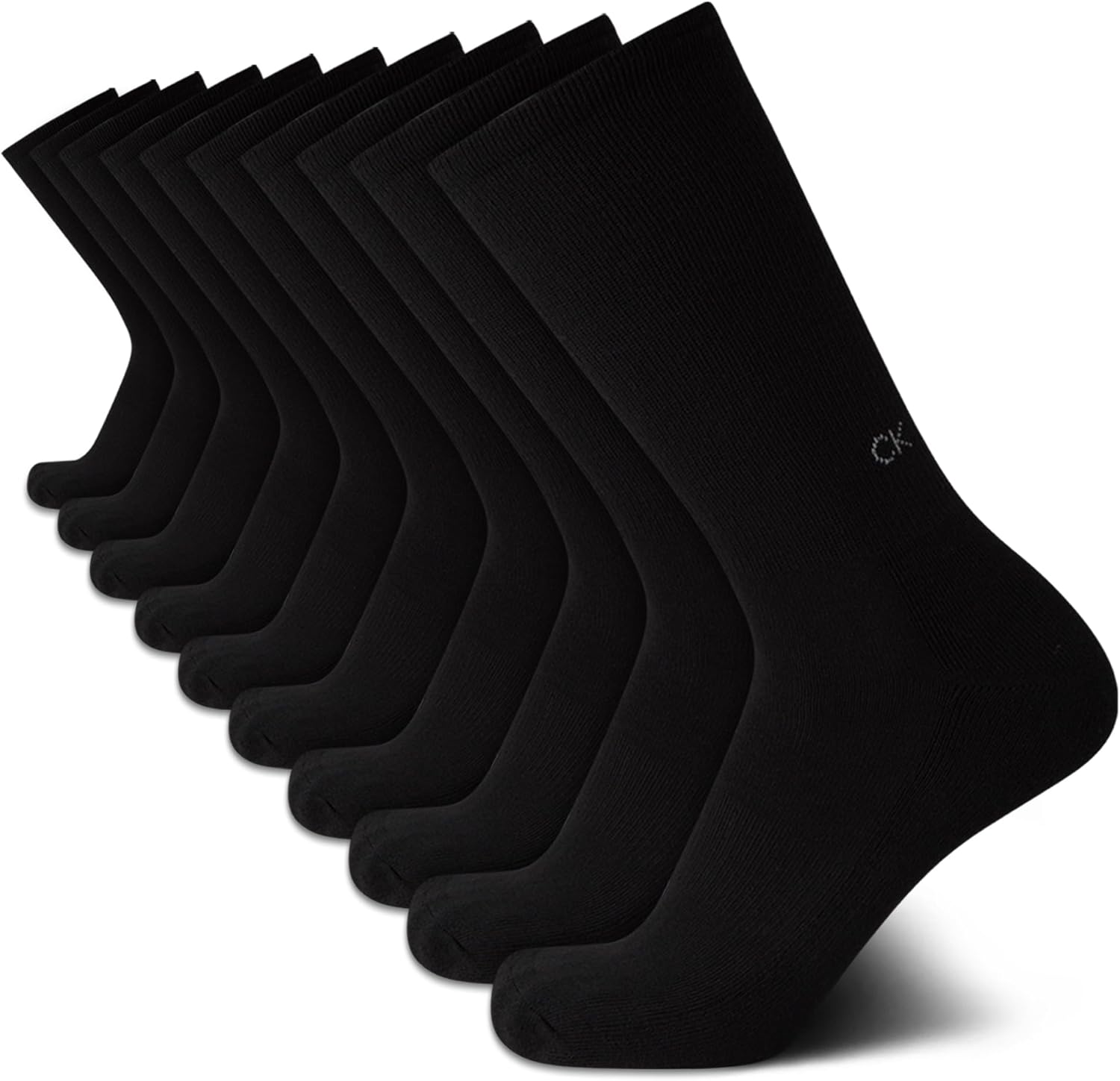

Мужские носки Calvin Klein Crew Socks - 10 пар дышащих спортивных носков с мягкой амортизацией для бега и спорта для мужчин, All Black