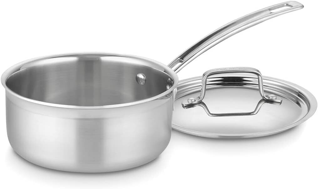 

Cuisinart MCP193-18N Multiclad Pro из трехслойной нержавеющей стали и кастрюля с крышкой, трехслойная сковорода на 2 литра, Multiclad Pro и трехслойная кастрюля Multiclad Pro на 1,5 литра с крышкой, MCP19-16N