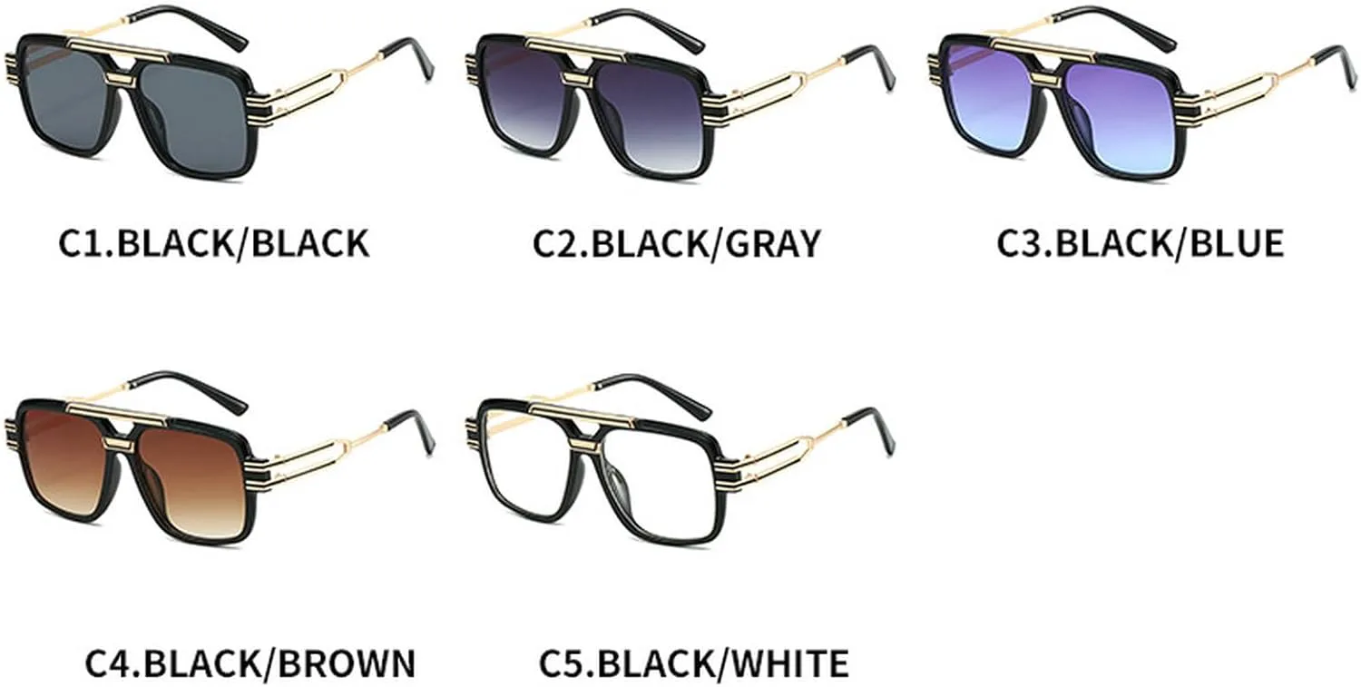 

Крупные солнцезащитные очки-пилот для женщин и мужчин, модные ретро-солнцезащитные очки квадратной формы с металлической оправой и защитой от УФ-излучения mincl, C4