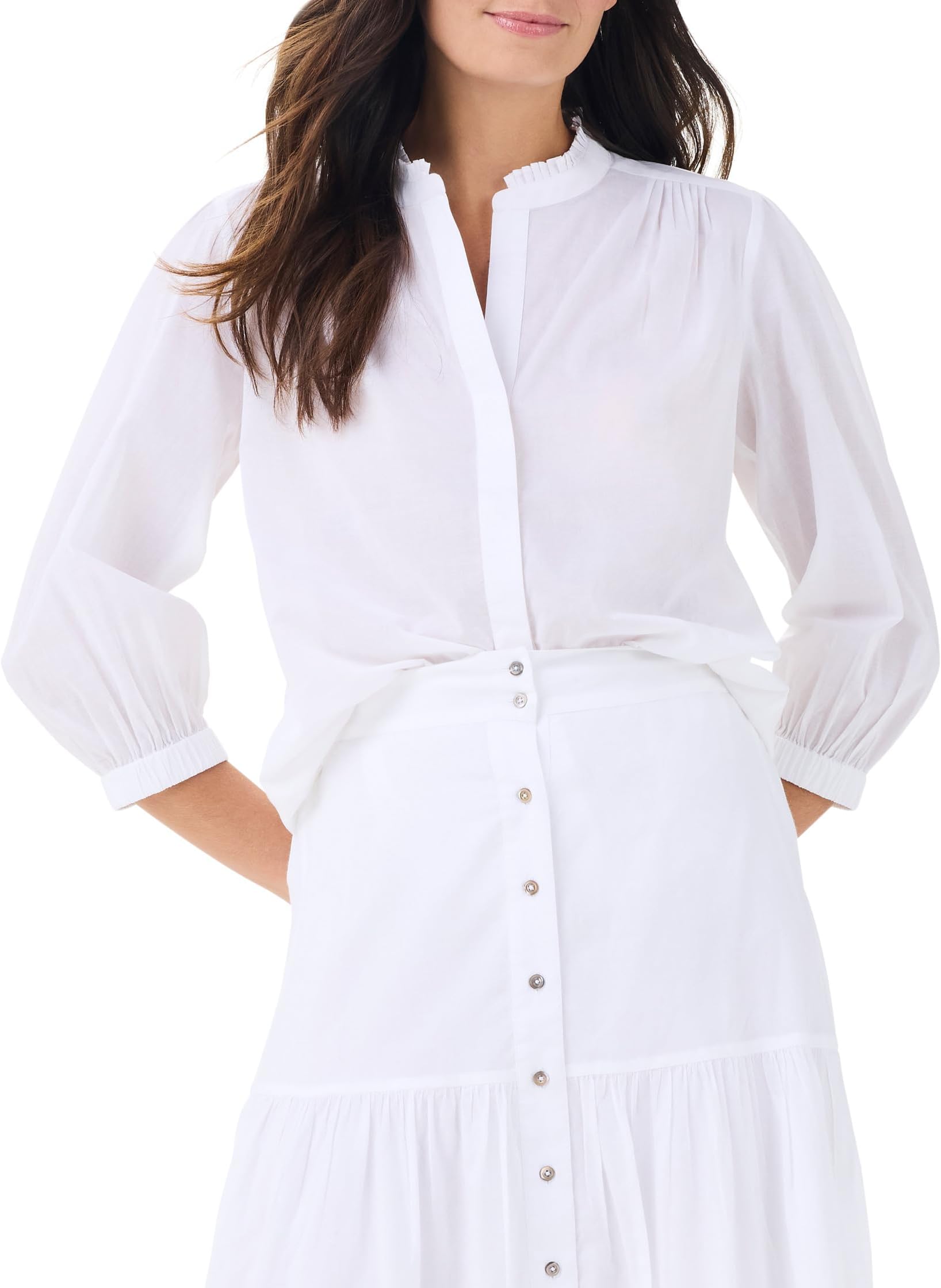 

Рубашка NIC+ZOE Cotton Girlfriend Shirt, цвет Paper White
