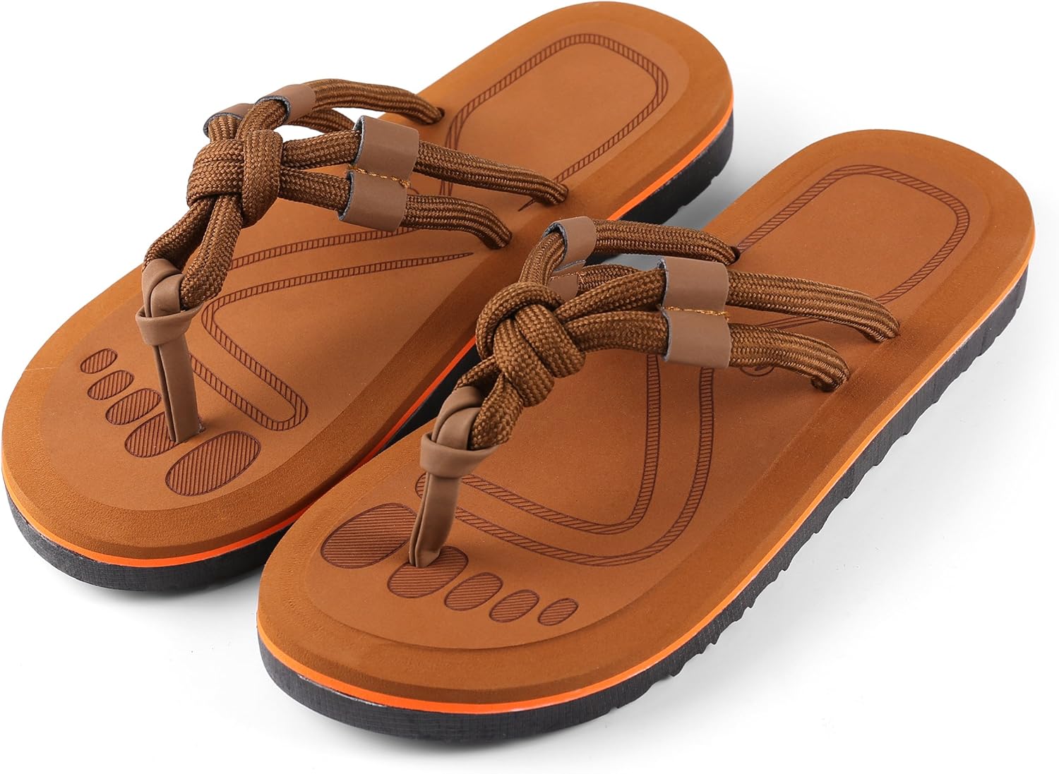 

Мужские сандалии eBigvalue с амортизирующей подошвой и поддерживающим ремешком, повседневные шлепанцы для дома и улицы, Tan