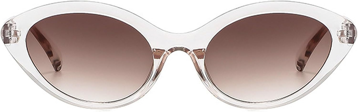 

Солнцезащитные очки «кошачий глаз» для женщин, коричневые солнцезащитные очки для мужчин, модные винтажные овальные очки с защитой от УФ-излучения UV400 mincl, Clear Brown