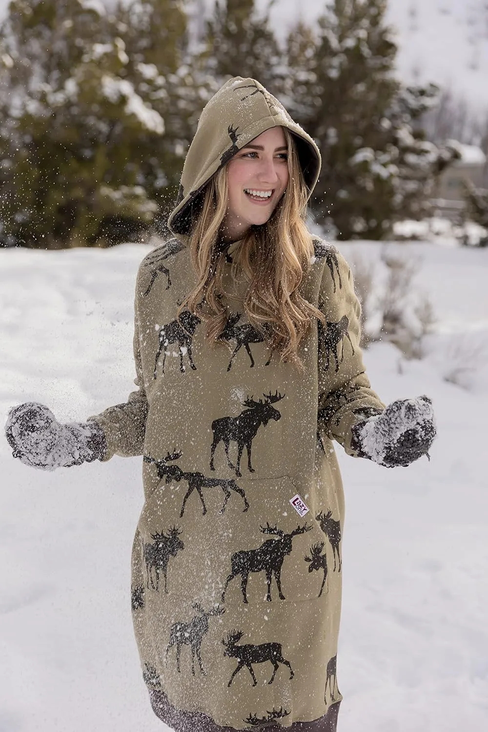 Толстовка с капюшоном оверсайз, удобная одежда для сна Lazy One, Mountain Made Sleep Hoodie — фото 3