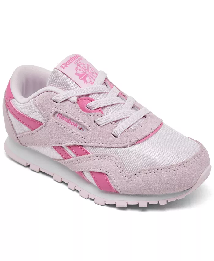 

Классические повседневные кроссовки для девочек Toddler Girls Classic Nylon Stretch Lace Casual Sneakers от Finish Line Reebok, розовый