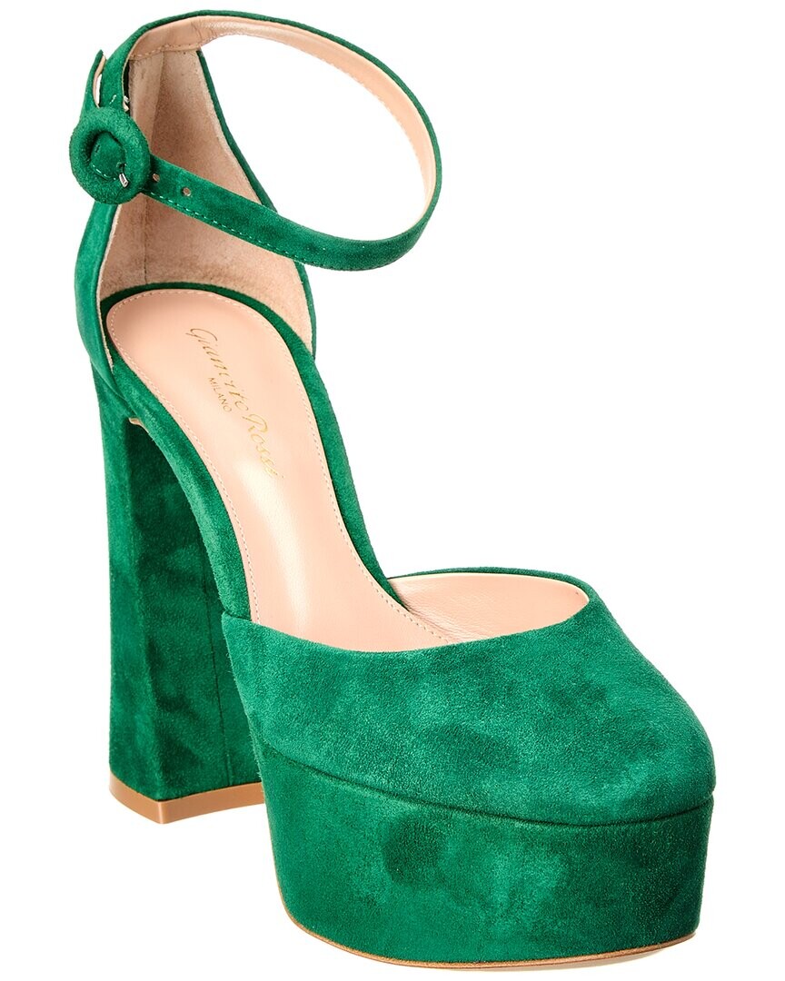 Замшевые туфли на платформе Gianvito Rossi Holly D'Orsay 70, зеленый