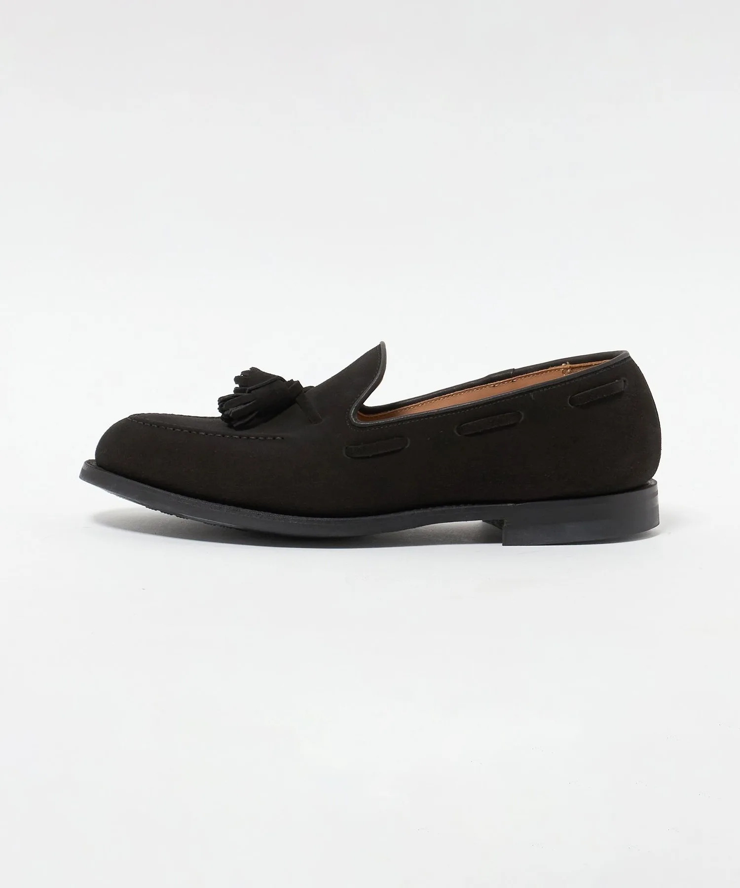 Мужские замшевые лоферы CROCKETT&JONES CAVENDISH с кисточками чёрные