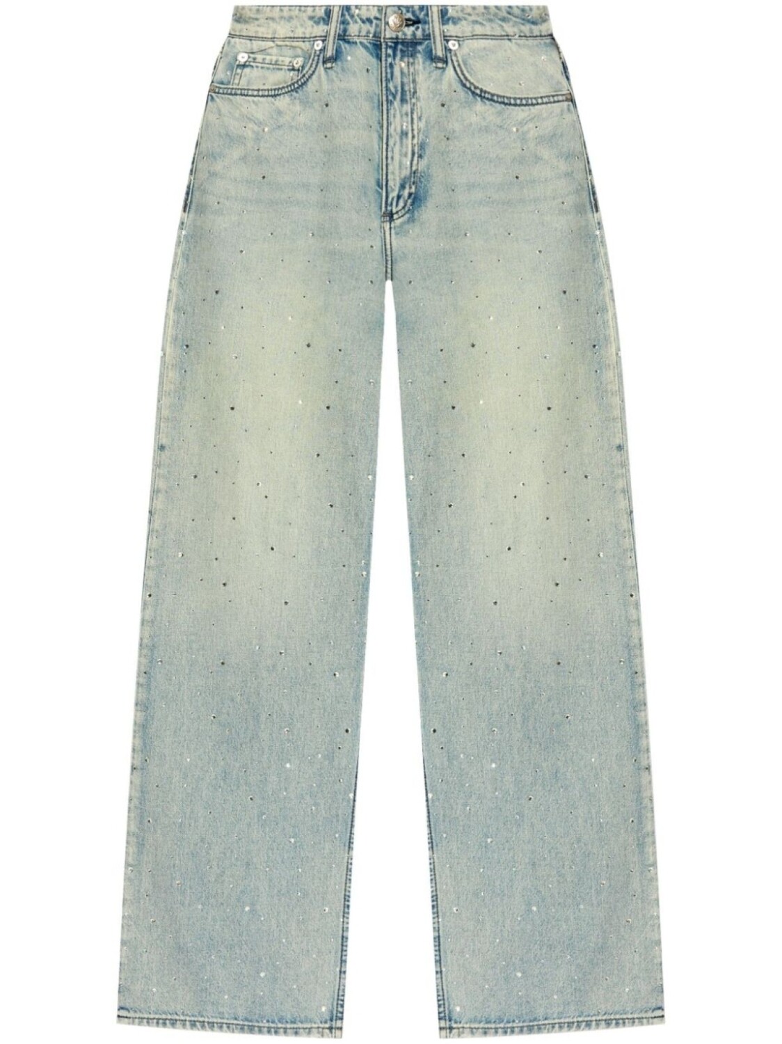 

Rag & bone хлопковые джинсы, украшенные стразами, синий