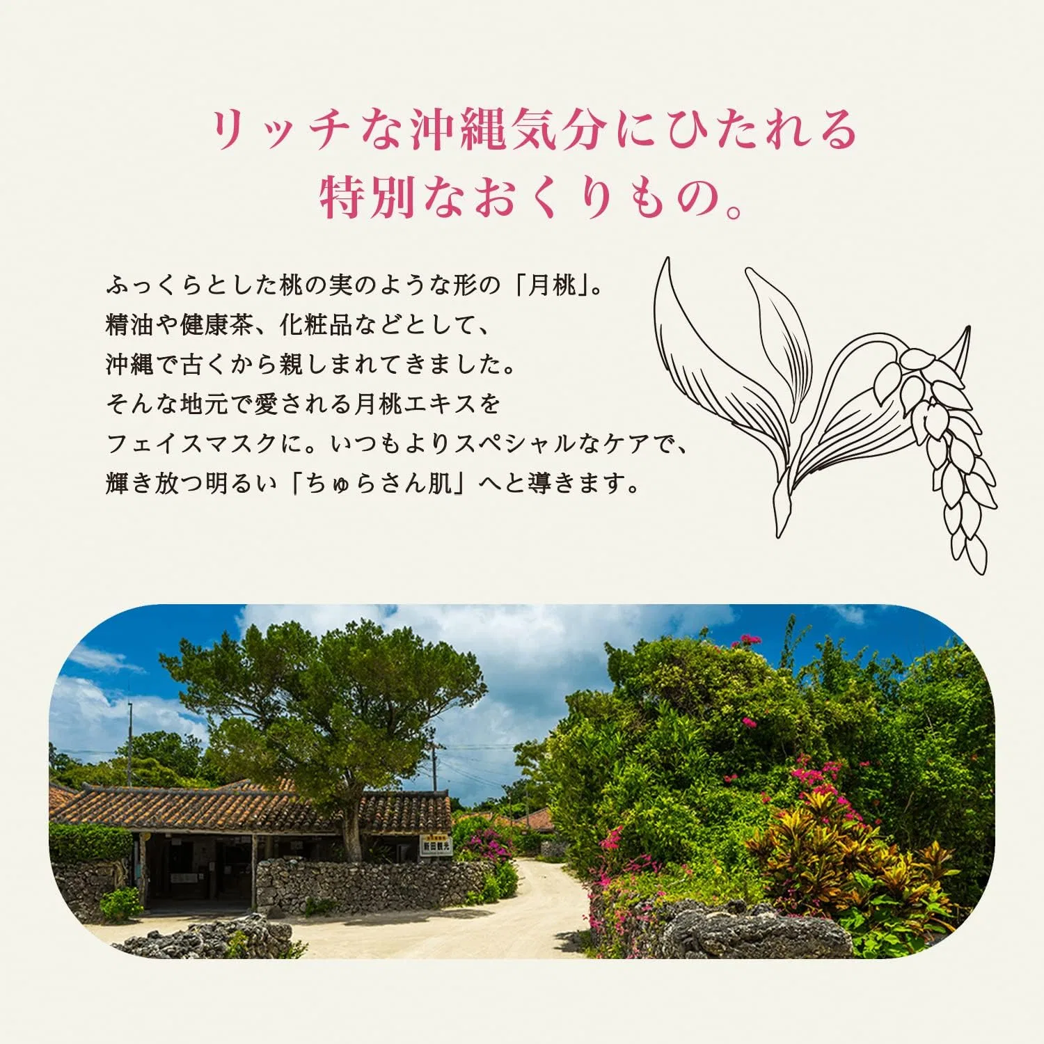 Маска для лица Lululun Okinawa, 5 шт., листовая, увлажняющая, аромат лугового персика — фото 3