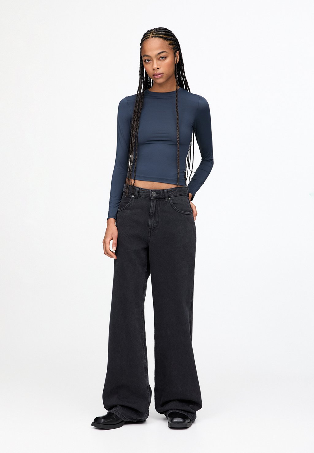 

Топ с длинными рукавами PULL&BEAR, темно-синий