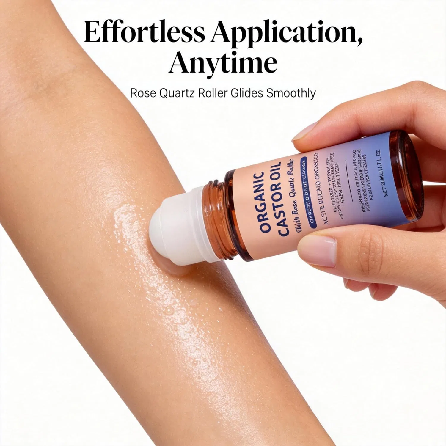 Органическое касторовое масло с роликом из розового кварца 50 мл Songvison — фото 4