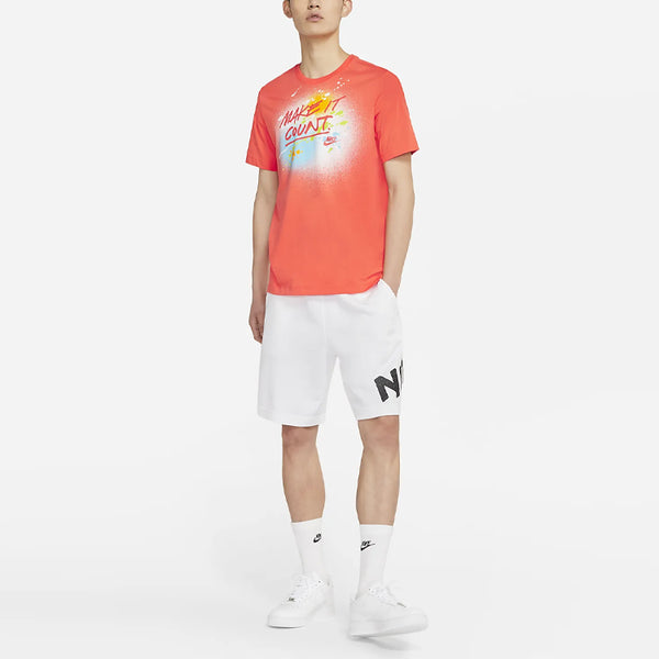 Футболка sportswear splash ink alphabet printing sports short sleeve orange Nike, оранжевый — фото 3