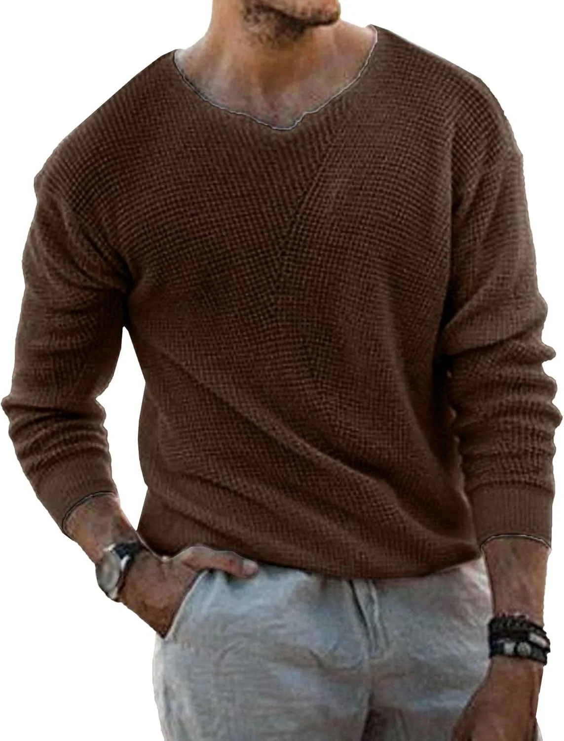 

Мужской свитер V-образным вырезом Slim Fit, легкий и дышащий JEShifangjiusu