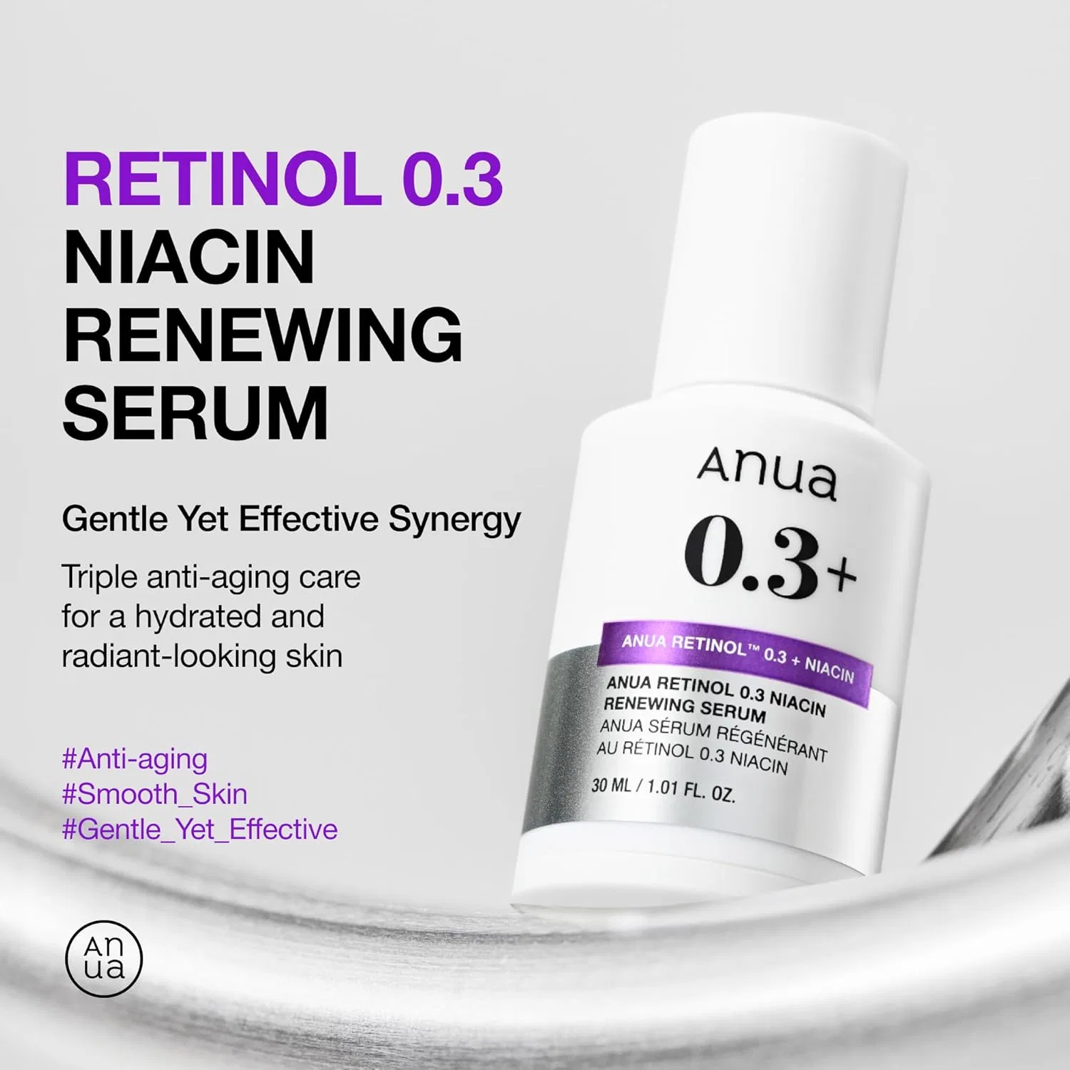 Обновляющая сыворотка для лица «Nano Retinol 0.3% + Niacin Renewing Serum» от ANUA Anua — фото 3