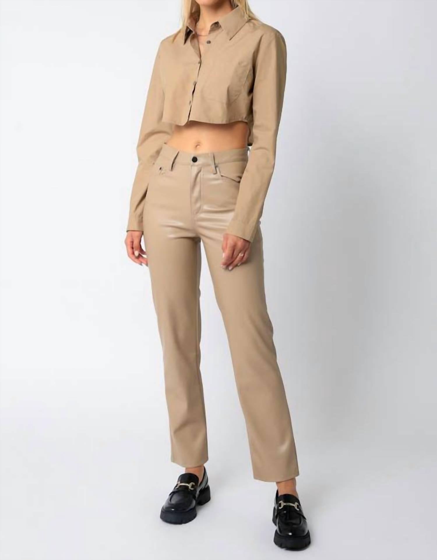

Брюки из искусственной кожи Eden в цвете Taupe OLIVACEOUS, серо-коричневый
