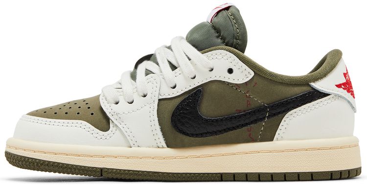 Кроссовки Air Jordan Travis Scott x Air Jordan 1 Retro Low OG SP PS 'Reverse Olive / Medium Olive', зеленый — фото 3