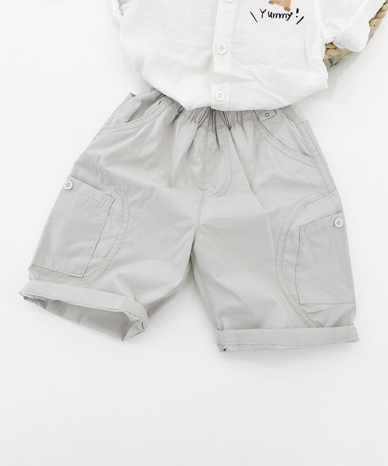 Простые цветные шорты Aimoha Kids, Light gray