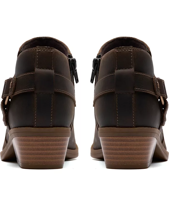 Женские ботинки Clarks Danyelle Gema кожаные на блочном каблуке, коричневый — фото 3
