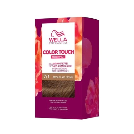 

Полуперманентная краска для волос Wella Professionals Color Touch без аммиака — краска для освежения цвета и покрытия седых волос — набор для корней, включая маску для волос, средний пепельный блондин