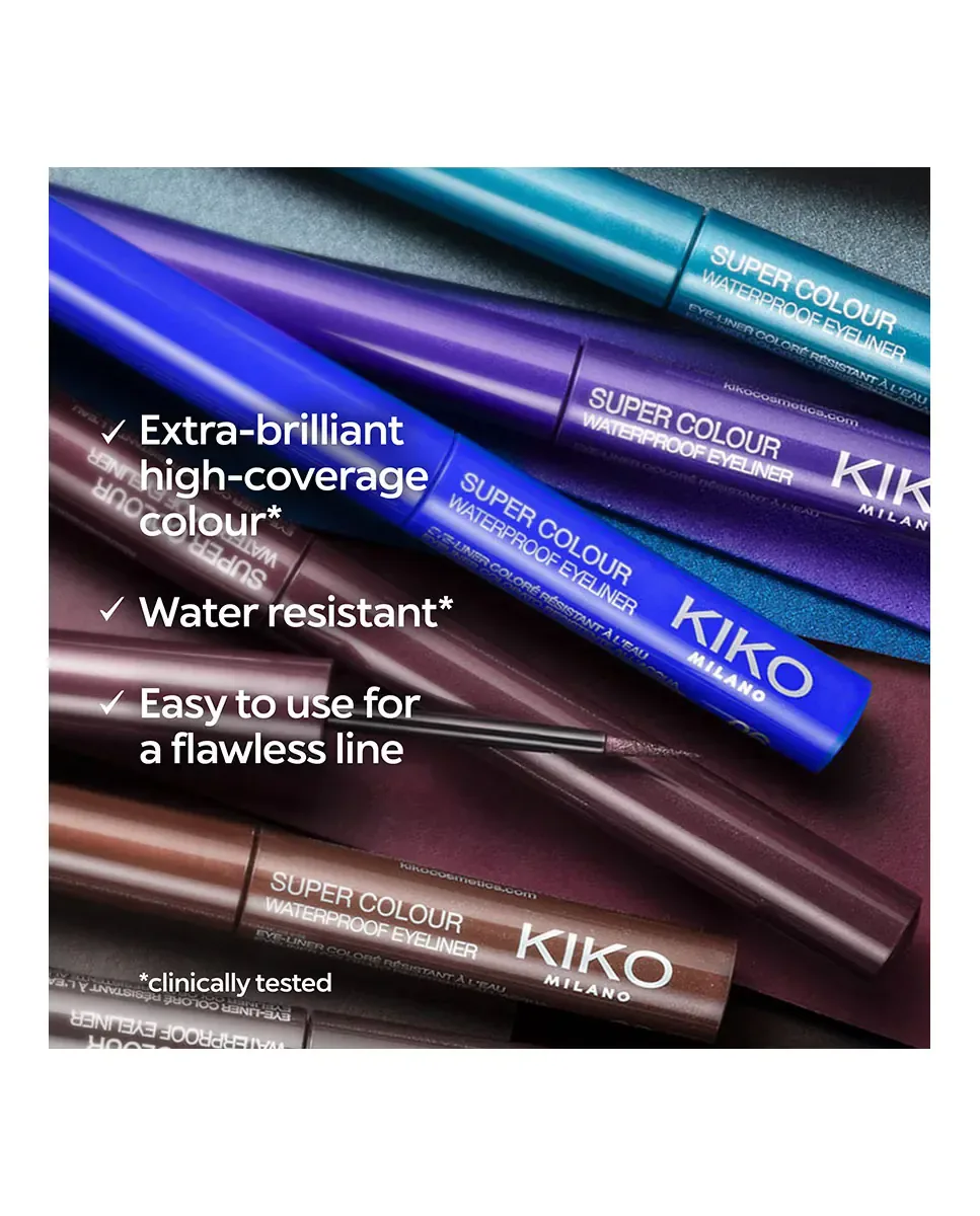 Жидкая подводка для глаз с ультра стойким цветом, водостойкая, Super Colour Waterproof Eyeliner Kiko Milano, 01 White — фото 4