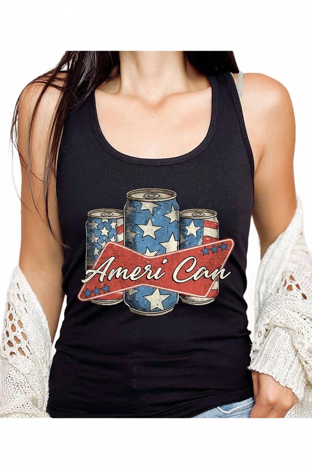 

Американский графический топ Ameri Can 4Th Of July с рейсбэком в черном цвете Hrt & Luv