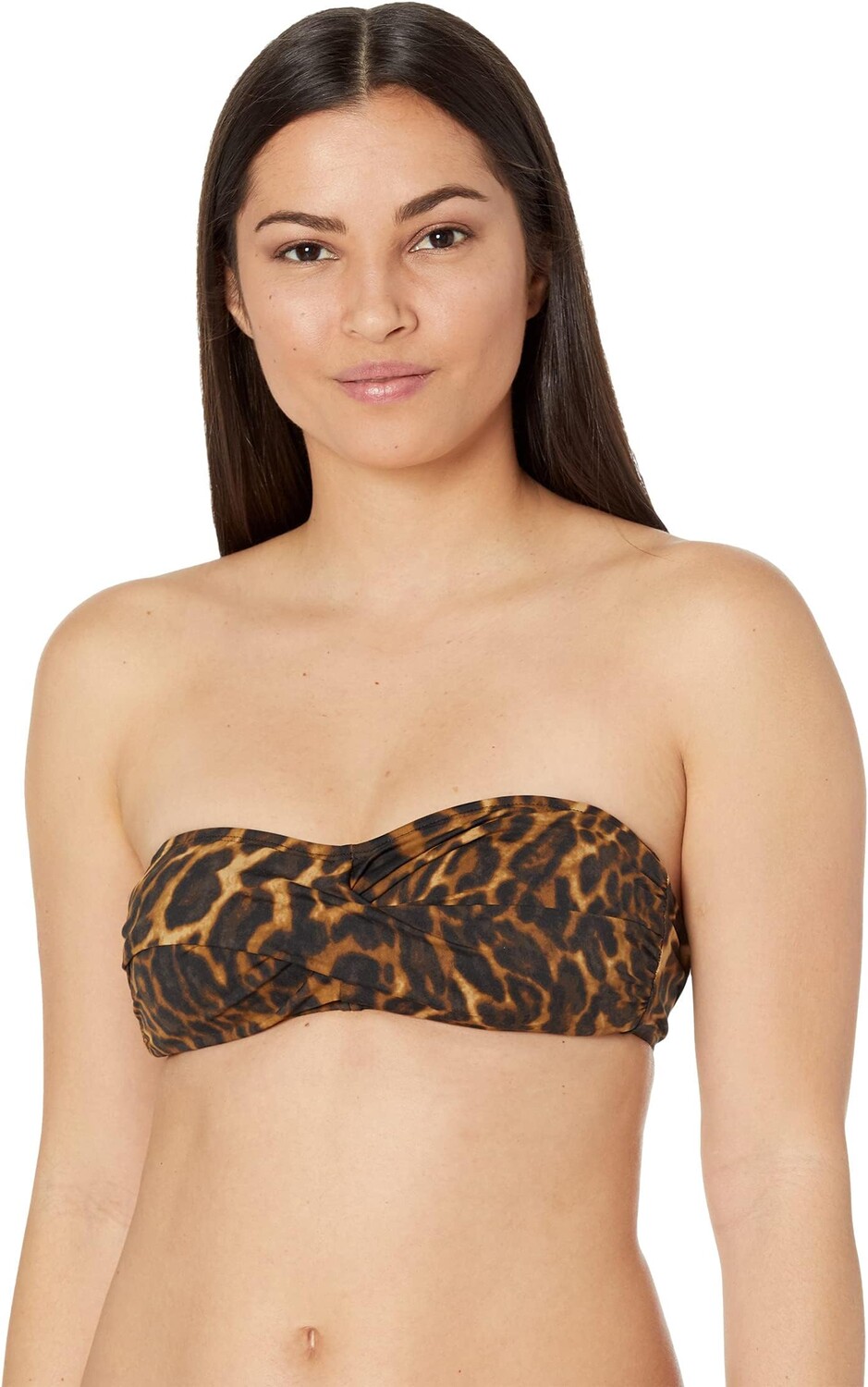 

Купальный топ LAUREN Ralph Lauren Ocelot Twist Bandeau Bra Top, коричневый