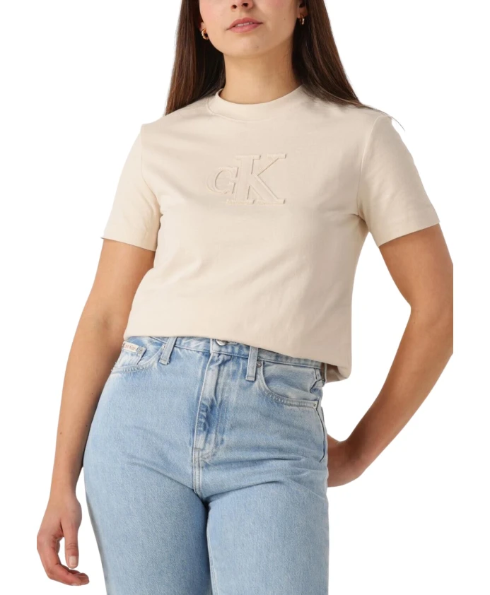 

Футболка с аппликацией, стандартная Calvin Klein, бежевый