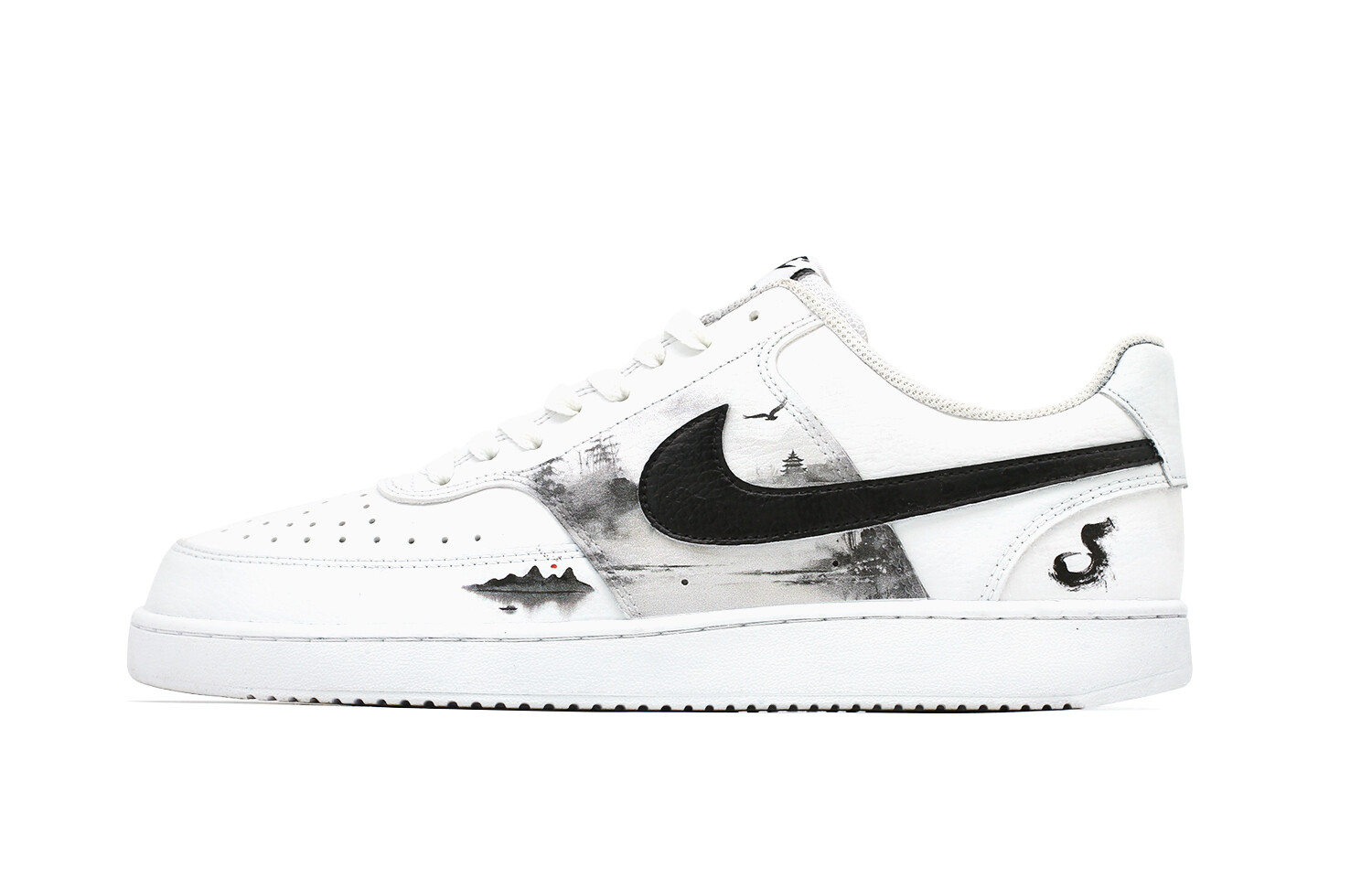 

Кроссовки Nike Court Vision 1 Skateboarding Shoes Men Low-top White/black, белый/черный