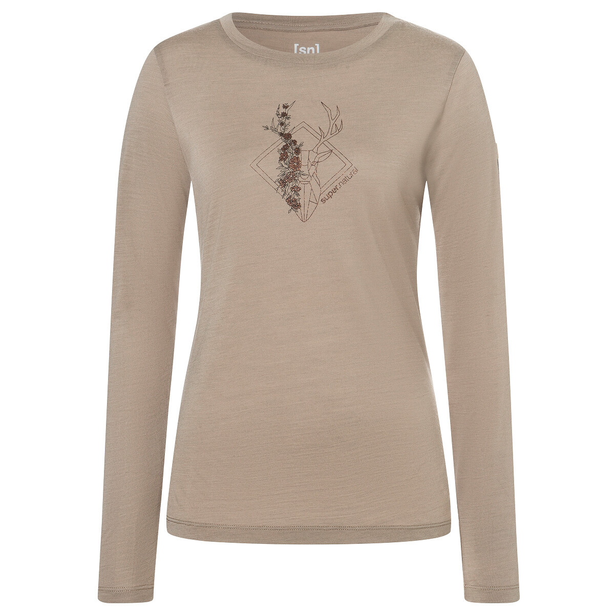 

Лонгслив Super.Natural Deer Art L/S, цвет Fallen Rock/Black Ink/Copper