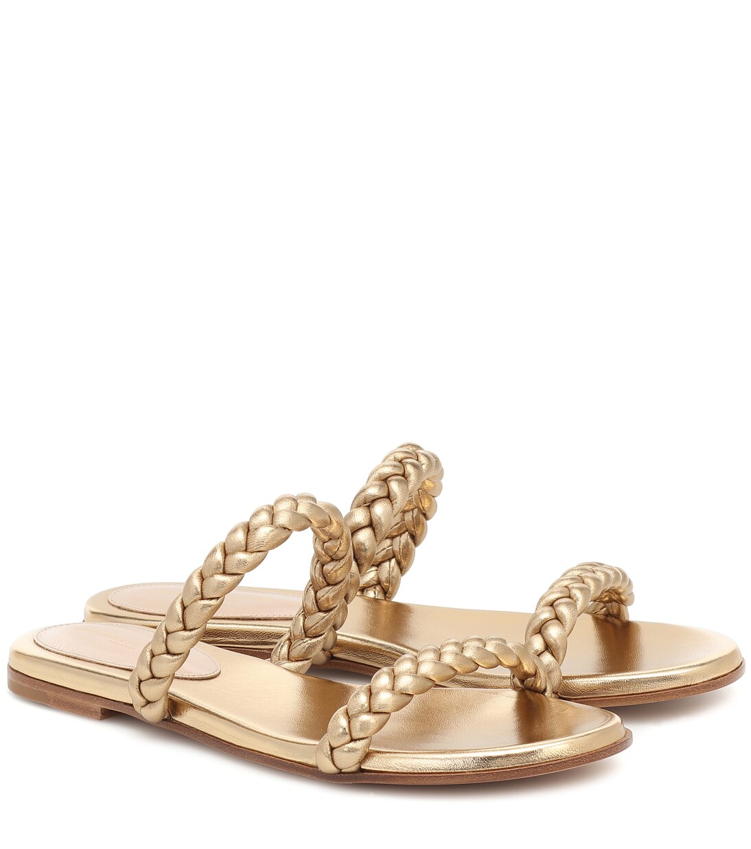 Тапочки Marley из металлизированной кожи Gianvito Rossi, Mekong