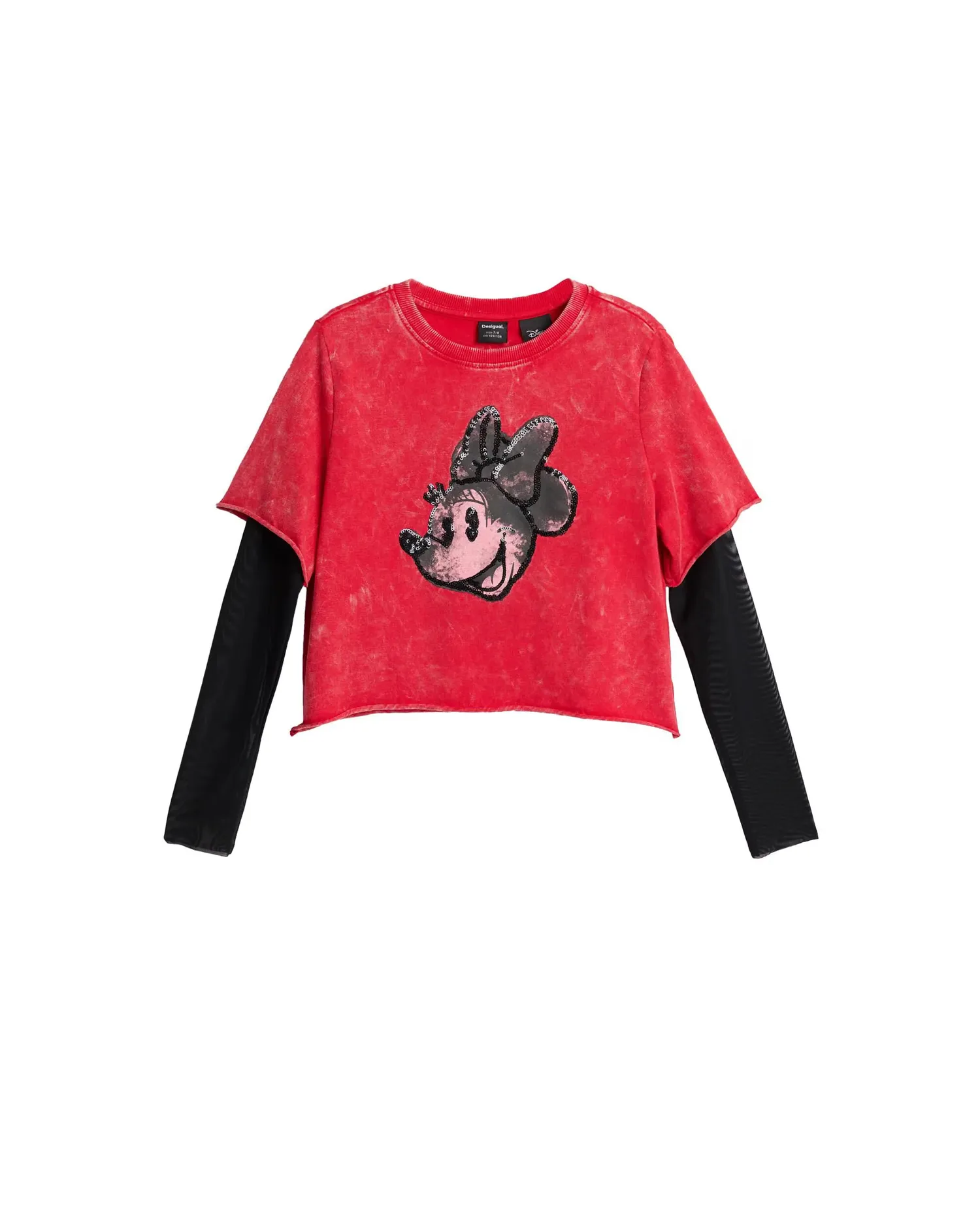 Детская футболка с двойным рукавом Минни Маус Desigual, красный / черный