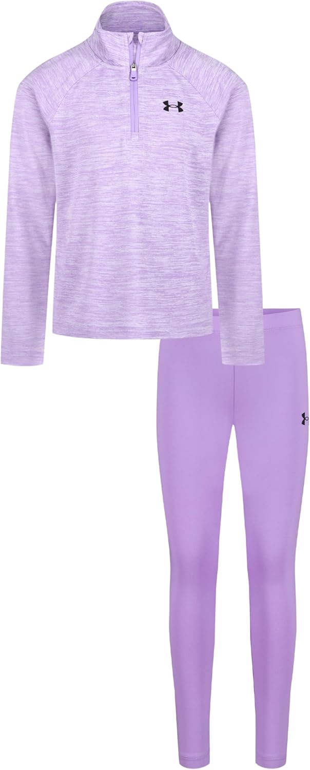 

Комплект из рубашки с коротким рукавом и шорт для девочек Under Armour, прочный, эластичный и легкий, Lavendar Quarter Zip