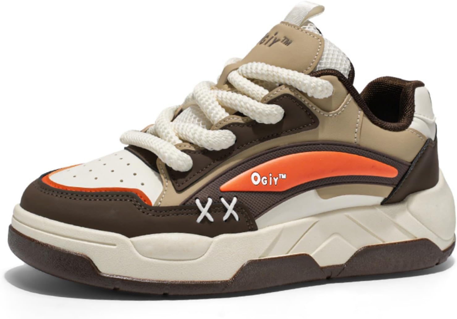 

Мужские модные кроссовки с контрастной расцветкой - износостойкий верх, дышащая сетка, противоскользящая резиновая подошва - платформенные кроссовки для скейтбординга, BMX и городских прогулок Kpdwfms, коричневый