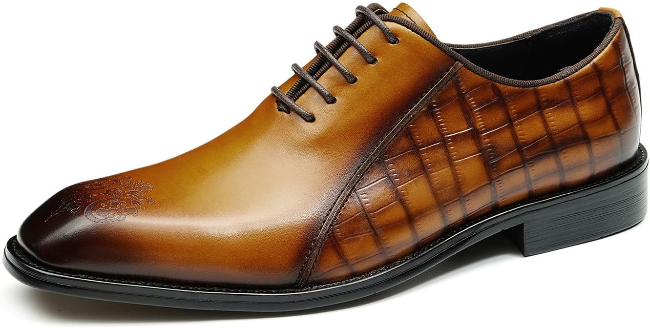 

Мужские оксфорды Santimon, формальные туфли дерби из натуральной кожи, с простым носком, броги, современные туфли для костюма, модные мужские легкие туфли для выпускного, свадьбы, смокинга, бизнеса и повседневного ношения, удобные, Tan