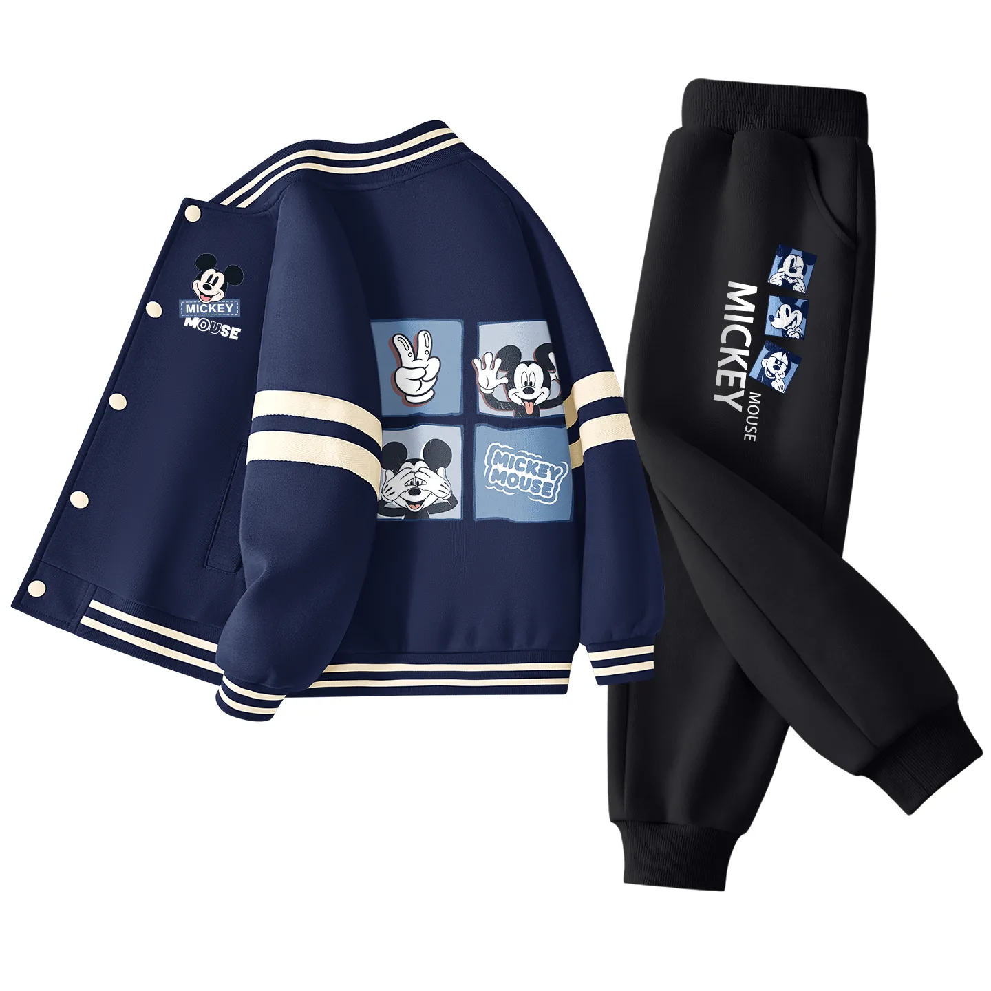 Детская повседневная спортивная бейсболка с воротником Disney, Disney Fun Square Block Navy Blue+Disney Frame Mickey Mouse Black