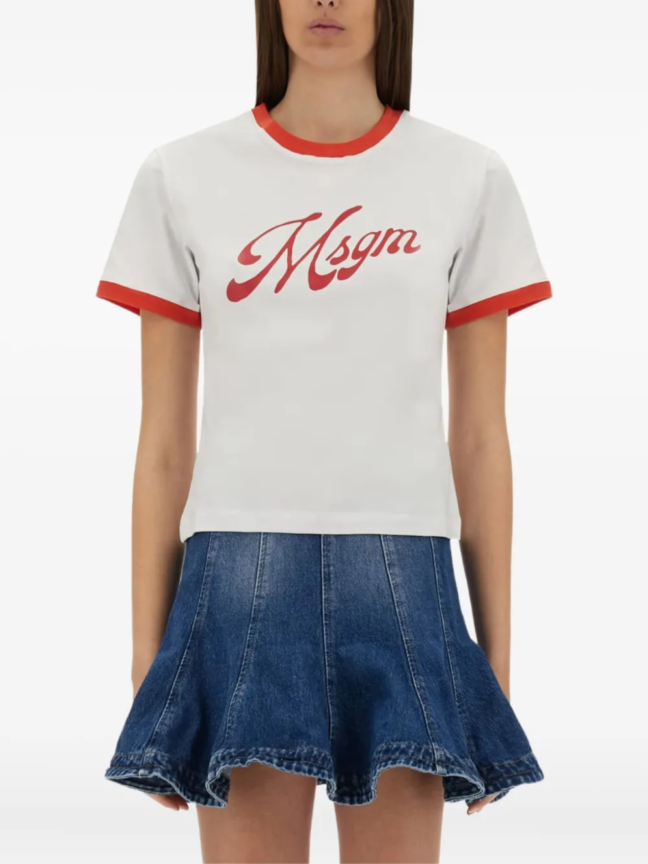 

Футболка с контрастной отделкой и логотипом MSGM, белый