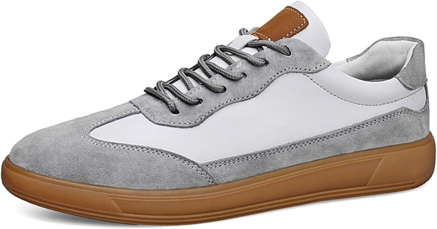 

Мужские кроссовки Abborora, кожаные винтажные повседневные туфли для мужчин, дышащие мужские кроссовки, белый/серый