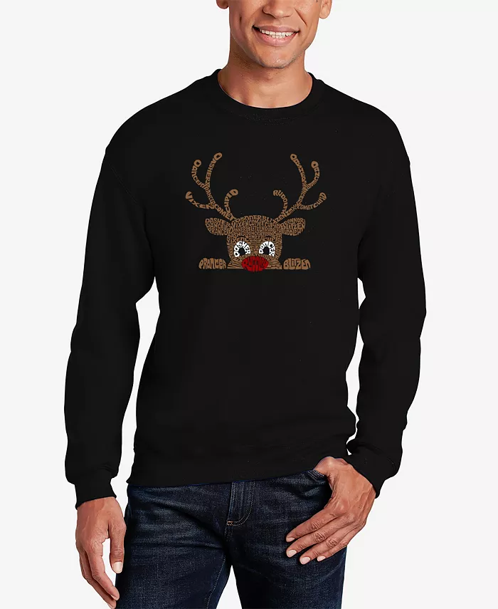 

Мужской свитшот с принтом "Peeking Reindeer Word Art" LA Pop Art, черный