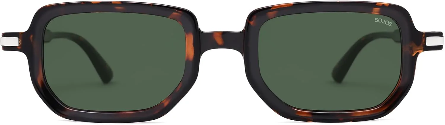 

Солнцезащитные очки SOJOS Retro Polarized Rectangle в стиле 70-х для женщин и мужчин, модные шестиугольные очки в стиле 80-х и 90-х SJ2625, Tortoise Frame Green Lens