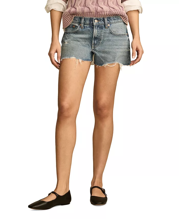 

Женские шорты Mid Rise с рваным краем для фестиваля Lucky Brand, синий