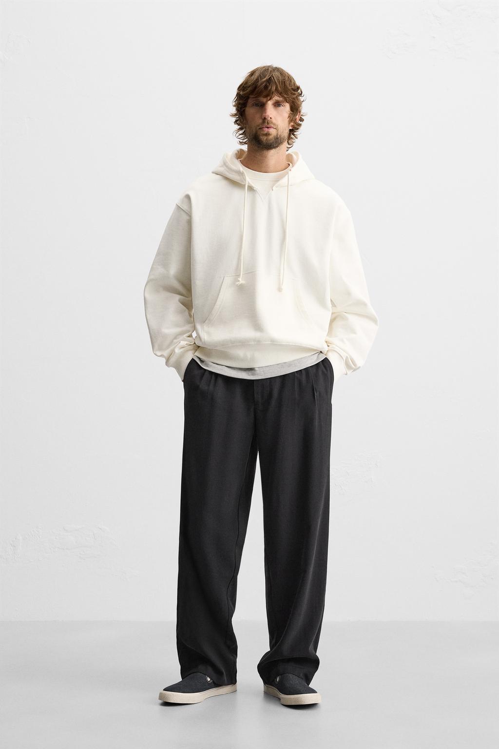 

Толстовка с капюшоном ZARA, экрю