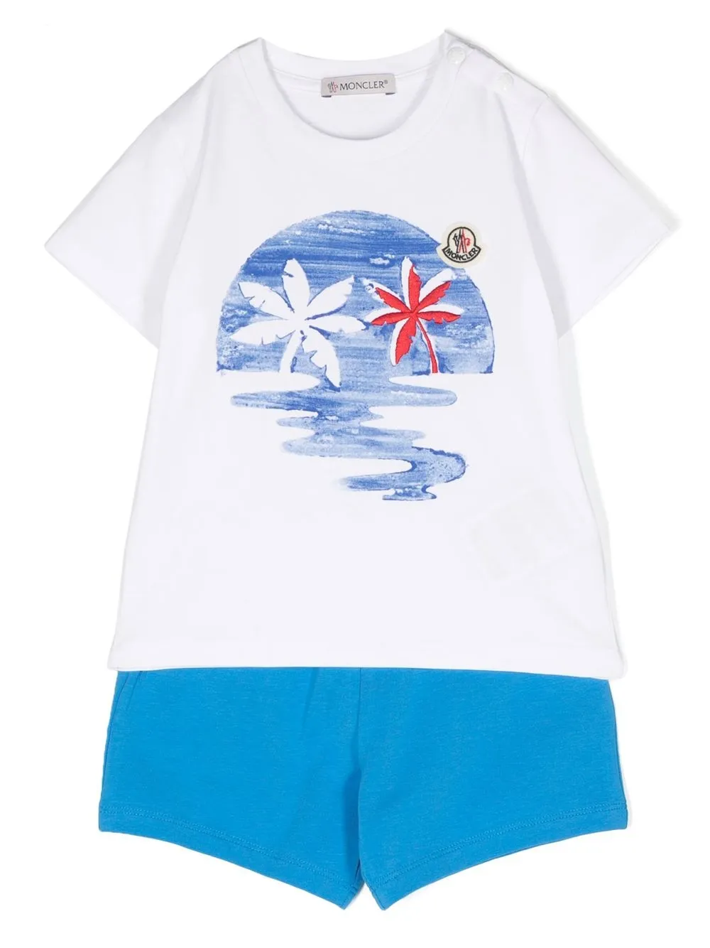 

Комплект из шортов и футболки с принтом Moncler Enfant, белый