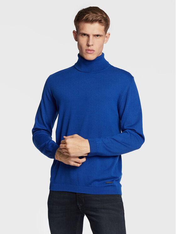 

Свитер с высоким воротником обычного кроя Pierre Cardin, синий