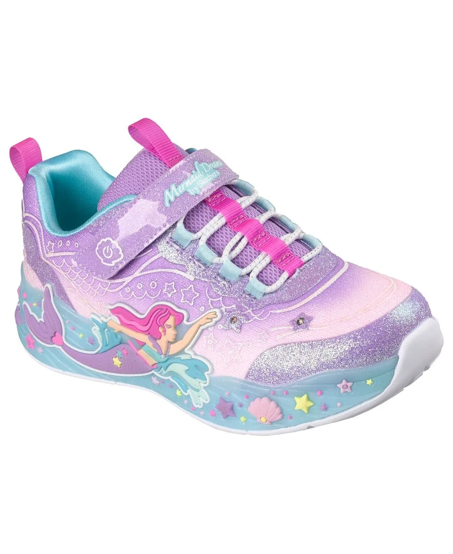 Детские кроссовки для девочек S-Lights: Mermaid Dreams с подсветкой и ремешком от Finish Line Skechers, мультиколор