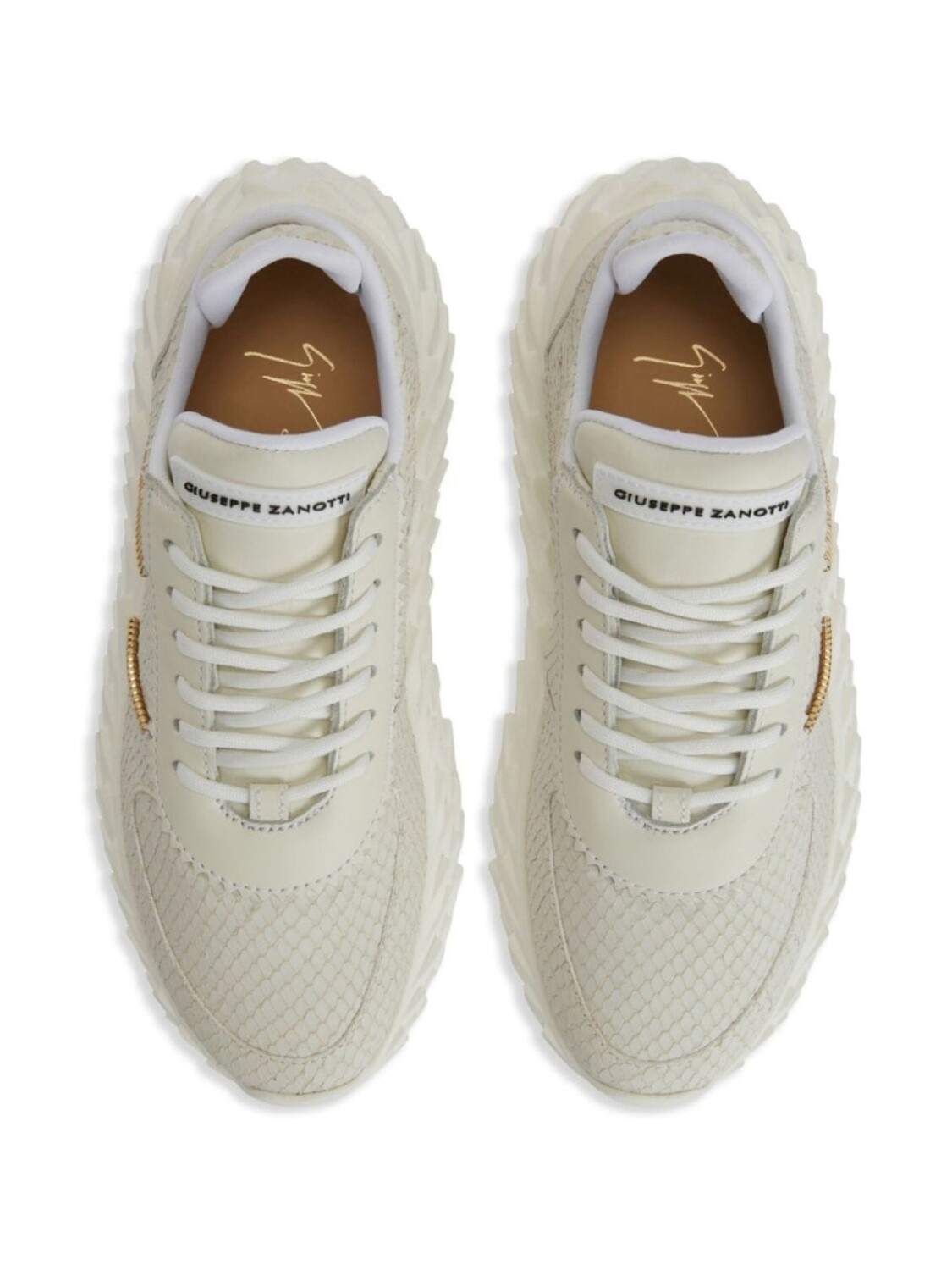 Giuseppe Zanotti кроссовки Urchin с тиснением под кожу змеи, белый — фото 4