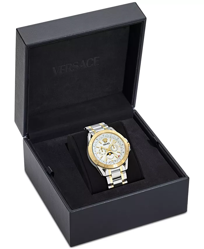 Мужские часы Swiss V-Galaxy Moonphase с двухцветным браслетом из нержавеющей стали, 43 мм Versace — фото 4