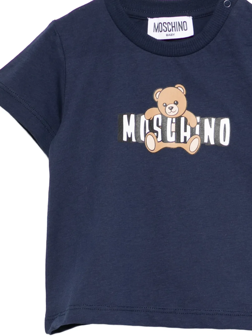 Футболка с медвежьим мотивом Moschino Kids, синий — фото 3