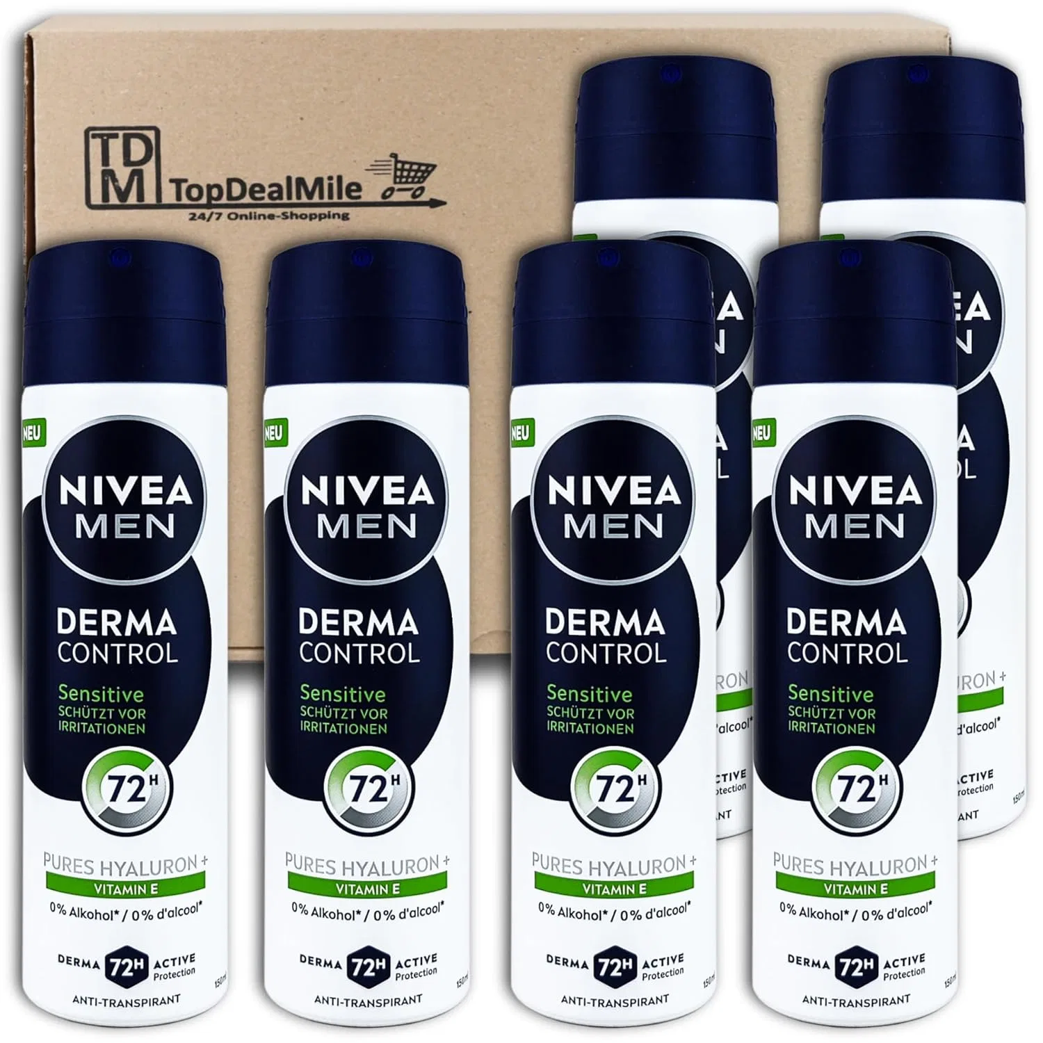 Набор антиперспирантов NIVEA MEN Derma Control Sensitive, 6 x 150 мл Nivea