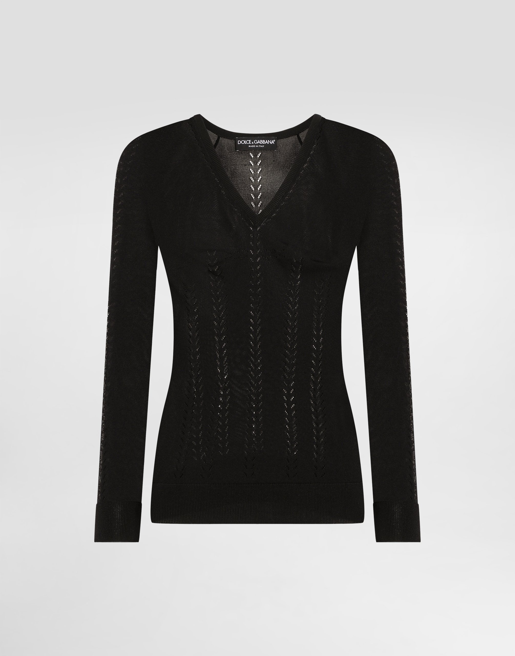 

Шелковый свитер с v-образным вырезом Dolce & Gabbana, черный